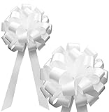 White Pull Bows with Tails - 8