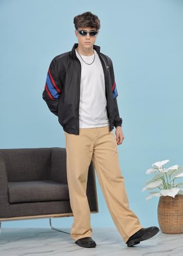 Image of Dollar Men's Polyester Colourblock Windcheater Jacket With Zipper Pockets