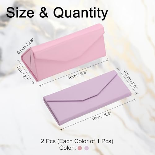 Image of PATIKIL Foldable Glasses Case, Triangle Magnetic Sunglasses Organizer Case PU Leather Hard Eyeglass Case for Women (2 Pcs)