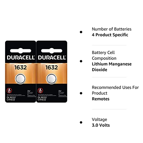 2 X 2 Duracell Cr1632 1632 Car Remote Batteries #TOP1