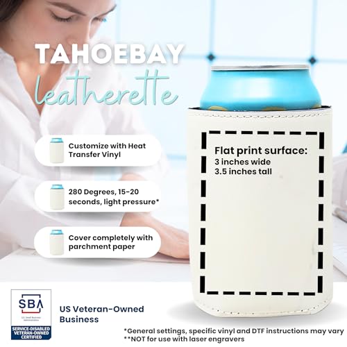 Image of TahoeBay Leatherette Can Cooler Sleeves in Bulk, 12-Pack, Marble | Blank Faux Leather, Plain Neoprene Beer Coolers for 12 oz Cans, Blanks for Heat Transfer Vinyl, Groomsmen Gifts, Party Favors