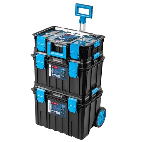 Högert Technik - 4 in 1 Kastenset, Satz Werkzeugkisten auf Rädern, Praktisch und Geräumig, Resistent Gegen Beschädigungen, Staubdicht, Robuste...