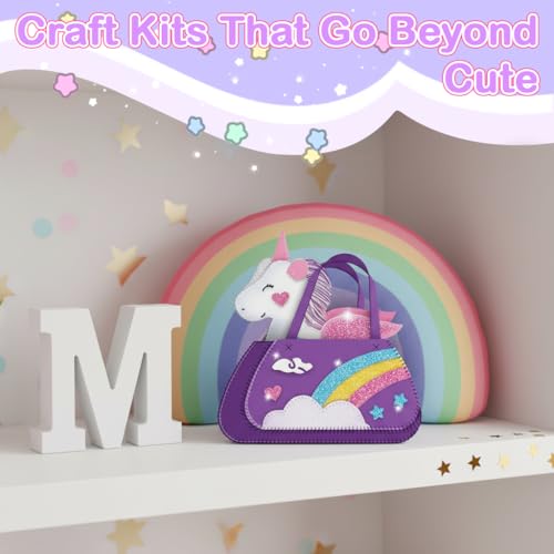 Image of PALAY 2 in 1 DIY Unicorn Sling Bag for Girls Craft Kit for Girls 6+, Fashion Cute DIY Hand Bag for Girls Shoulder Stylish Gifts Kids 6+ Purse Cross Body Woman, Making Kit with Accessories