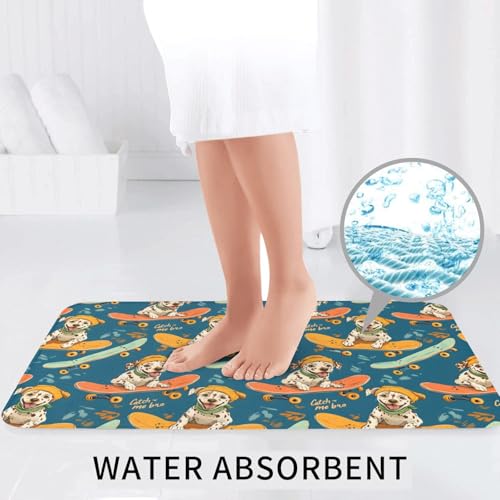 Tapis de bain absorbant lavable en machine motif chiot doux - 6