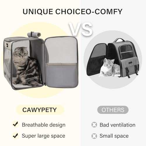 Image of Cat Backpack Carrier, Breathable Cat Carrier Large Space Bubble Pet Backpack For Kitty Small Dog Up To 15Lbs, Transparent & Foldable Pet Carrier For Travel Hiking (Light Gray)