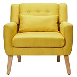 Joysoul Comfy Accent Chair,Living Room Reading Arm Chair Upholstered,Linen Fabric Single Sofa Chair