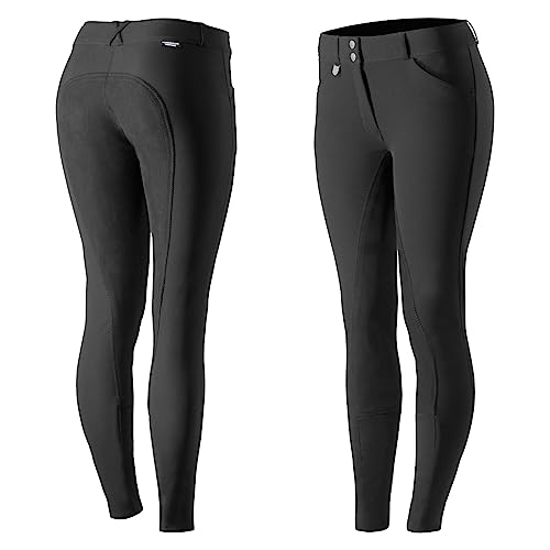 HORZE Grand Prix Womens Classic Full Seat Dressage Breeches - Black - 32 - Thumbnail 6