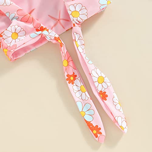 Toddler Infant Baby Girl Swimsuits Floral Two Sided Bathing Suit Bikini Sets Swimwear 2 Piece Summer Beach Outfit (3 Piece Set, 6-12 Months) #TOP5