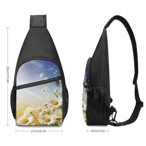 Mochila bandolera Chamomile and Butterflies blanca para adultos miniatura 2