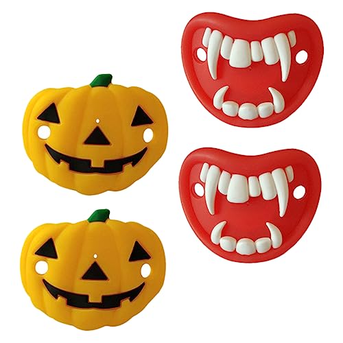 ULDIGI 4piezas Chupetes De Halloween Para Bebés Diseño De Elementos De Calabaza y Vampiro Suaves y Reutilizables Para Shower ULDIGI 4piezas Chupetes De Halloween Para Bebés Diseño De Elementos De Calabaza y Vampiro Suaves y Reutilizables Para Shower