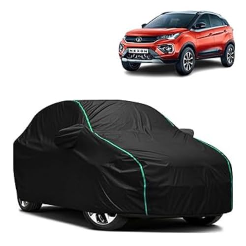Image of 100% Waterproof Car Cover for Tata Nexon with Mirror Pockets, Triple Stitched, Heavy Duty, UV Protection (Black)