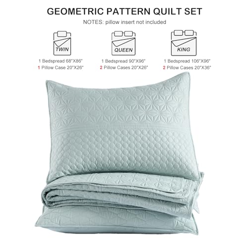 HORIMOTE HOME Sprout Green Twin Size Quilt Set - Soft Microfiber Bedspread with 1 Sham, Lightweight & All-Season Geometric Coverlet for Cozy Bedding by HORIMOTE HOME - Used condition - Image 7