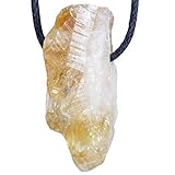 Rohsteinanhänger aus Citrin. Lebensquelle Plus Rohsteinanhänger  Gebohrter Anhänger mit Baumwollband  Naturbelassen (Citrin)