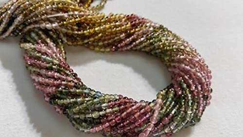 Tourmaline multicolore 3.5mm perles rondes et lisses pour enfilage fin