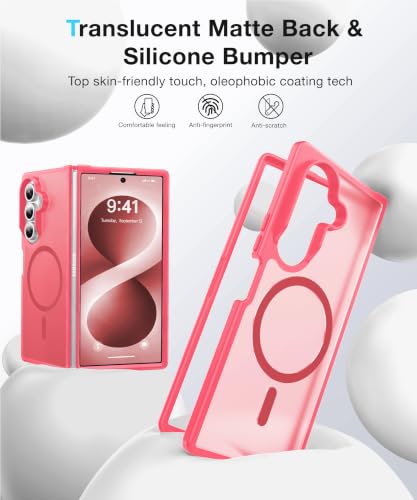 Image of NO.1 Magnetic for Samsung Galaxy Z Fold 8 Ultra Case with MagSafe | [Military Grade Drop Tested][Translucent Matte][Anti-Fingerprint]Soft Silicone Bumper for Samsung Fold 8 Ultra Case Slim,Rose