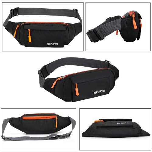 Bumbag Waist Fanny Pack Running Belt for Men Ladies，Against Theft Money Belt for Outdoors Workout Hiking Traveling Gifts for Men Women (Black) - Image 3