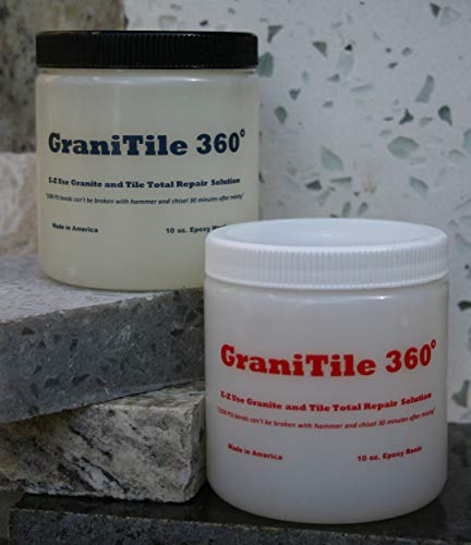GraniTile 360 ~ 20 oz. Stronger than our Instant Install 29! For hard-to-bond stones like Marble, Granite and Tile. Chips, cracks, broken and missing pieces. Match stone color with our EZ-TINT.