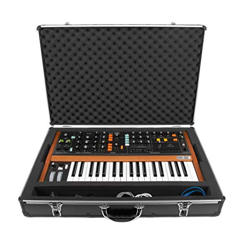 Analog Cases Unison Case für The Behringer Poly D oder gleichartige Synthesizer (Transportkoffer, Eckschutz aus Aluminium, gepolsterter Deckel mit Tragegriff, Kabelaufbewahrungsfächer), Schwarz