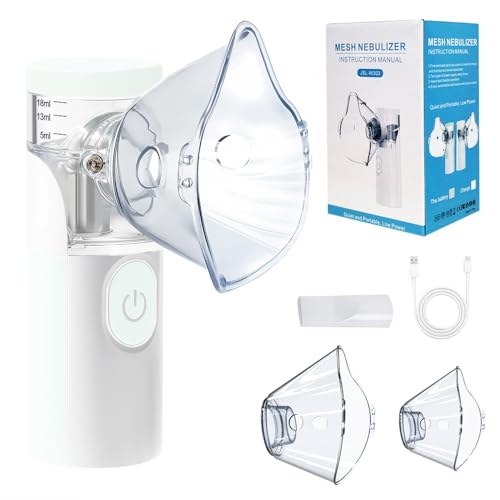 Nebulizador portátil silencioso recargable, atomización y absorción eficientes, accesorios con 2 máscaras y 1 boquilla, adecuados para adultos y niños, uso familiar y viajes (Blanco) Nebulizador portátil silencioso recargable, atomización y absorción eficientes, accesorios con 2 máscaras y 1 boquilla, adecuados para adultos y niños, uso familiar y viajes (Blanco)
