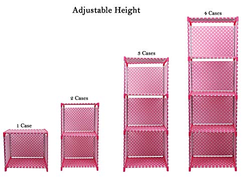 Image of Plastic Matte Finish Simple Bookshelf /Multipurpose Rack / Storage Organizer (5 Layer, Pink) , Set of 1
