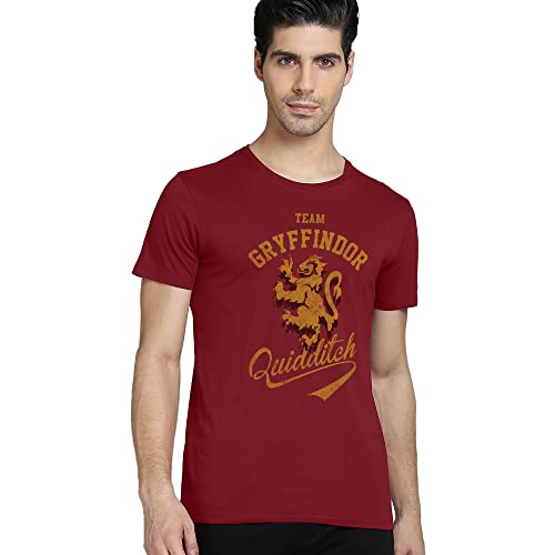 Image of Free Authority Harry Potter Printed Regular Fit Maroon Cotton Men's T-Shirt