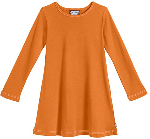 City Threads Girls' Cotton Long Sleeve Dress for School Party Dress Play  Base Layer for Sensitive Skin SPD Sensory Friendly, Orange, 10 - Main Image