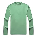 Men's Mock Neck Long Sleeve T-Shirts Fashion Fleece Pullover Shirts Sweater Slim Fit Basic Undershirt Top (X-Large,Green)