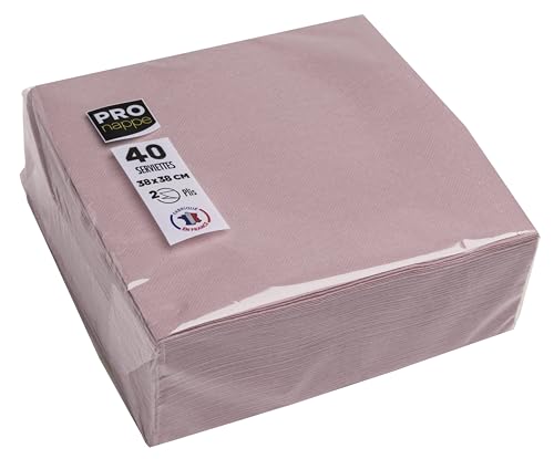 PRONAPPE - Réf. SV623803I - 40 serviettes 38x38 cm - Papier micro-gaufré - ouate 2 plis - Vieux rose