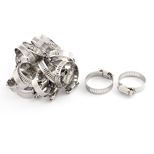 Aexit Adjustable 25-38mm Clamps Range Band Stainless Steel Wire Perforated Hose Clip Clamp Strap Clamps 20 Pcs
