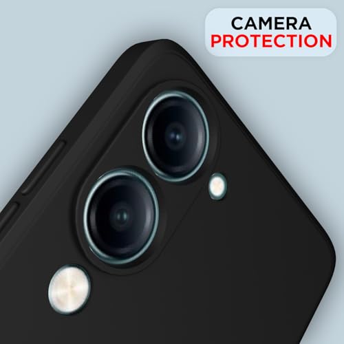 Image of Outlouders Back Cover for Vivo Y19e / Y04 4G / Y29s 5G | Camera Protection | Durable Soft Matte Silicone Bumper Case (Black)