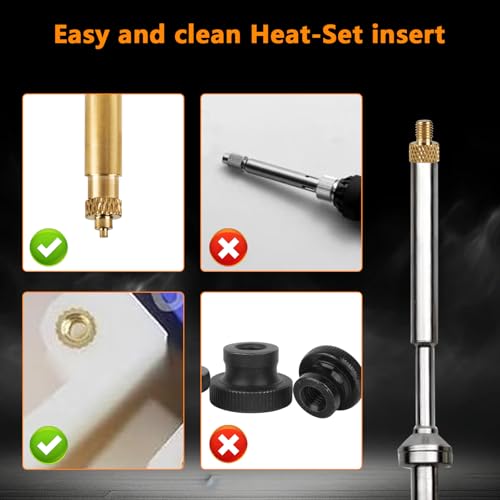 7 Heat Set Insert Tips & 1 Soldering Iron Adapter, Brass Heat-Set Insert Tips for Threaded Inserts M2 M2.5 M3 M4 M5 M6 M8, Plastic 3D Printer Soldering Iron Tipsfor Weller SP40NUS/Hakko FX-888D/900M - Thumbnail 5