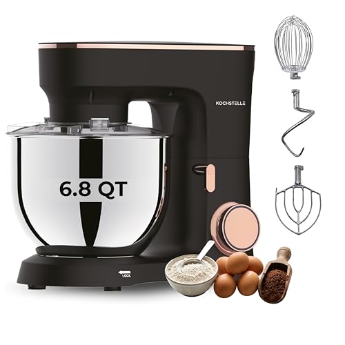 KOCHSTELLE - Batidora de pedestal color negro, 660 W – 6 velocidades ajustables + función pulso, ideal para reposteria, pan, pasteles y cocina profesional