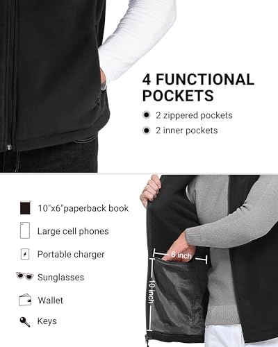 Outdoor Ventures Men's Full-Zip Polar Fleece Vest Outerwear Lightweight Warm Casual Sleeveless Jacket for Fall & Winter3