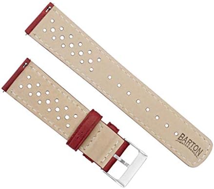 BARTON WATCH BANDS, 23mm Red - Racing Horween Leather Watch Bands with Integrated Quick Release Spring Bars - Standard-Standard Length fits Wrists 5" to 8" - Choose Strap Color & Width - 3