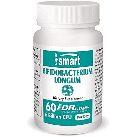 Supersmart - Bifidobacterium Longum 75 mg Per Serving - Probiotics & Prebiotics for Intestinal Health & Gut Flora | Non-GMO & Gluten Free - 60 DR Capsules Cover