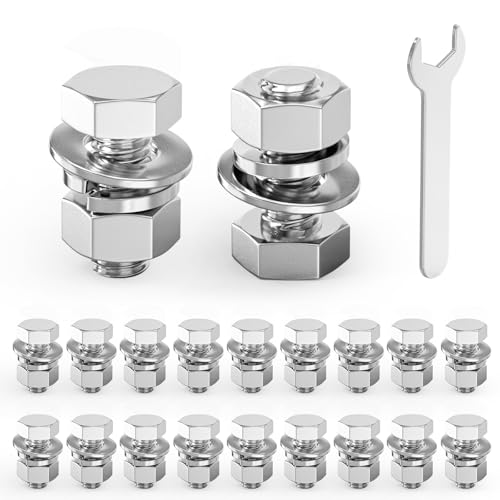 Image of 20PCS 3 /8-16 x 5 /8 inch 304 Stainless Steel Fully Threaded Bolt with Nut Flat & Lock Washers and Spanner