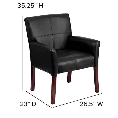 Flash Furniture Taylor Black Leathersoft Executive Side Reception Chair With Mahogany Legs #TOP2