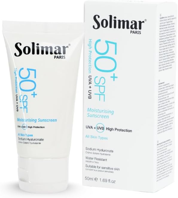 Moisturising Sunscreen SPF50+ with Hyaluronic Acid, for All Skin Types. Deep Hydration, No white residue, Quick Absorption, Very Light Texture, Suitable as Pre Makeup 50ml