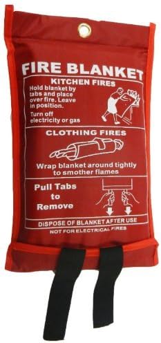 Fire Blanket Large - Quick Unfolding & Easy to Use with Loops 1m x 1m IDEAL FOR KITCHEN OFFICE HOME GARAGE CARAVAN Easy to Use