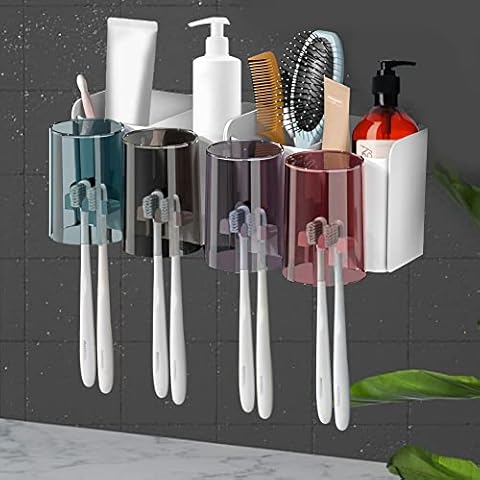 REFORUNG Portacepillos de Dientes Multifuncional con Vaso y Soporte de Pared Cover