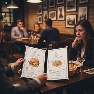 ZHENYI 2 Pack Menu Covers 8.5 x 11 Inch, 4 Page 8 View Clear PVC Restaurant Folders, Durable Drink List Sleeves for Cafe Hotel