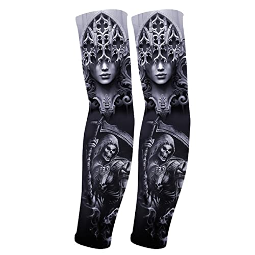 RU-X Manchette Gaming Tatouage,Manchette Bras Homme Sport,Manchette Bras Femme,Manchette Anti uv Avant pour Travail,Handball,Velo,Volley,XL