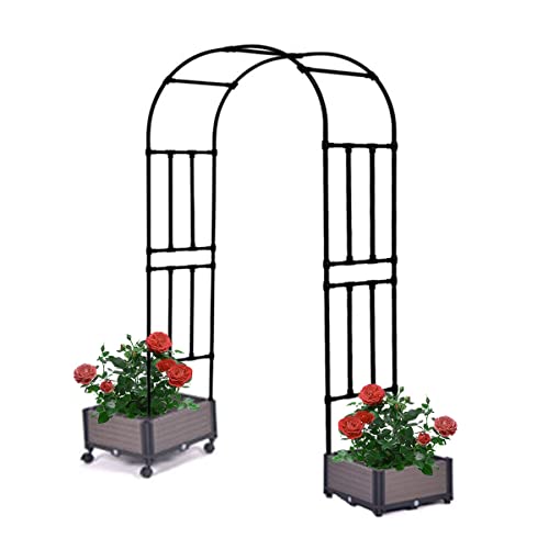 GLFNB Traliccio ad Arco da Giardino di Rose, 47 59 71 79 86,5 94,5 Pergolato da Giardino Ampio con Cassetta per Piante per Viti e Piante Rampicanti, Matrimoni, Decorazioni per Feste, Nero (D