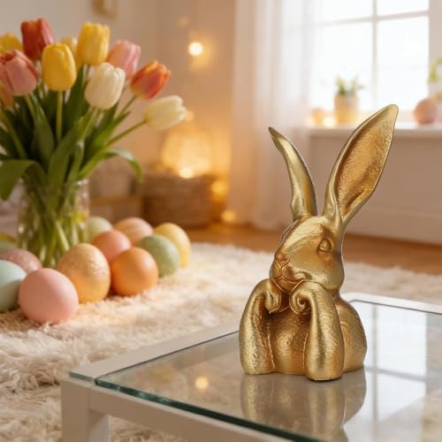 Décoration de lapin doré moderne pour étagère et cheminée de salon - 4