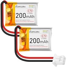 3.7V Lipo Battery 200mAh 502025 Rechargeable Lithium Polymer Battery with Micro JST 2.0 Connector Integrated Protection Circuit for Electronic Device 2 Pcs