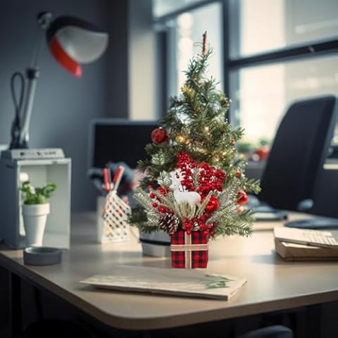 Mini Tabletop Christmas Tree, Silver Christmas Decor for Tables, Perfect Table Top Tree for Christmas Decorations Indoor and Home Decor Cover