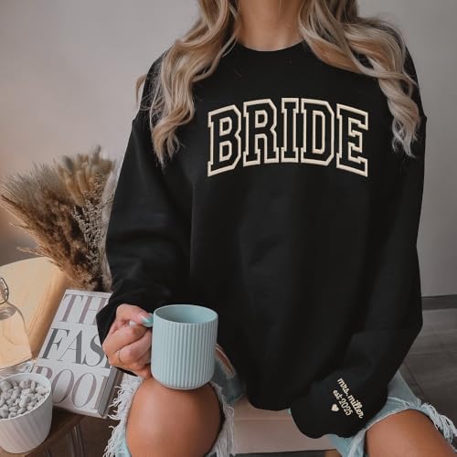 Personalized Embroidered Bride Sweatshirt, Custom Mrs. Last Name, Wedding Gifts For Bride, Bridal Shower, Bachelorette Party Gifts, Engagement Engaged Gift3