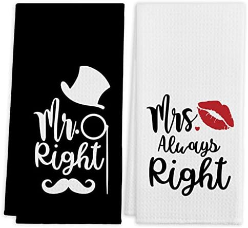 QIYUHOY Mr Right Mrs Always Right Hand Towels, 16x24 Inch Set of 2 image 5