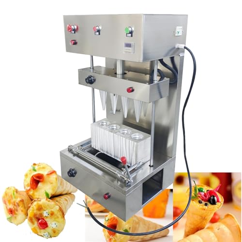 EQCOTWEA Pizza Cone Forming Machine, Pizza Cone Maker, Stainless Steel 4 Heads Pizza Cone Shape Making Machine, 2.76x6.69x0.19in Spiral Cone Pizza, for Hotel Restaurant Bakery Pizzeria 110V 2.8KW