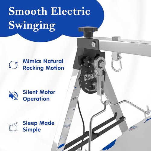 Image of MamaLaps Pro Plus Automatic Baby Cradle | Heavy Duty Auto Swing Cradle for Newborn to 3 Years | Stainless Steel Palna Zula with Crib & Cot Function | 10 Kg Strong Frame | Baby Boy & Girl Cradle Bed